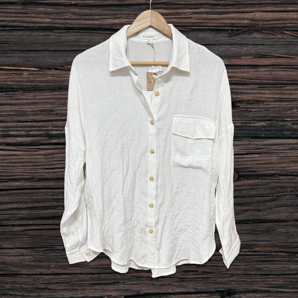 Blu Pepper White Button Down Shirt